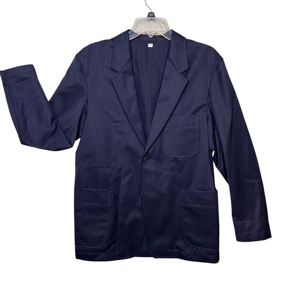 Uniqlo U Blazer Women's XS Navy Blue Wool Blend Workwear Utility Jacket Pockets - Picture 1 of 10